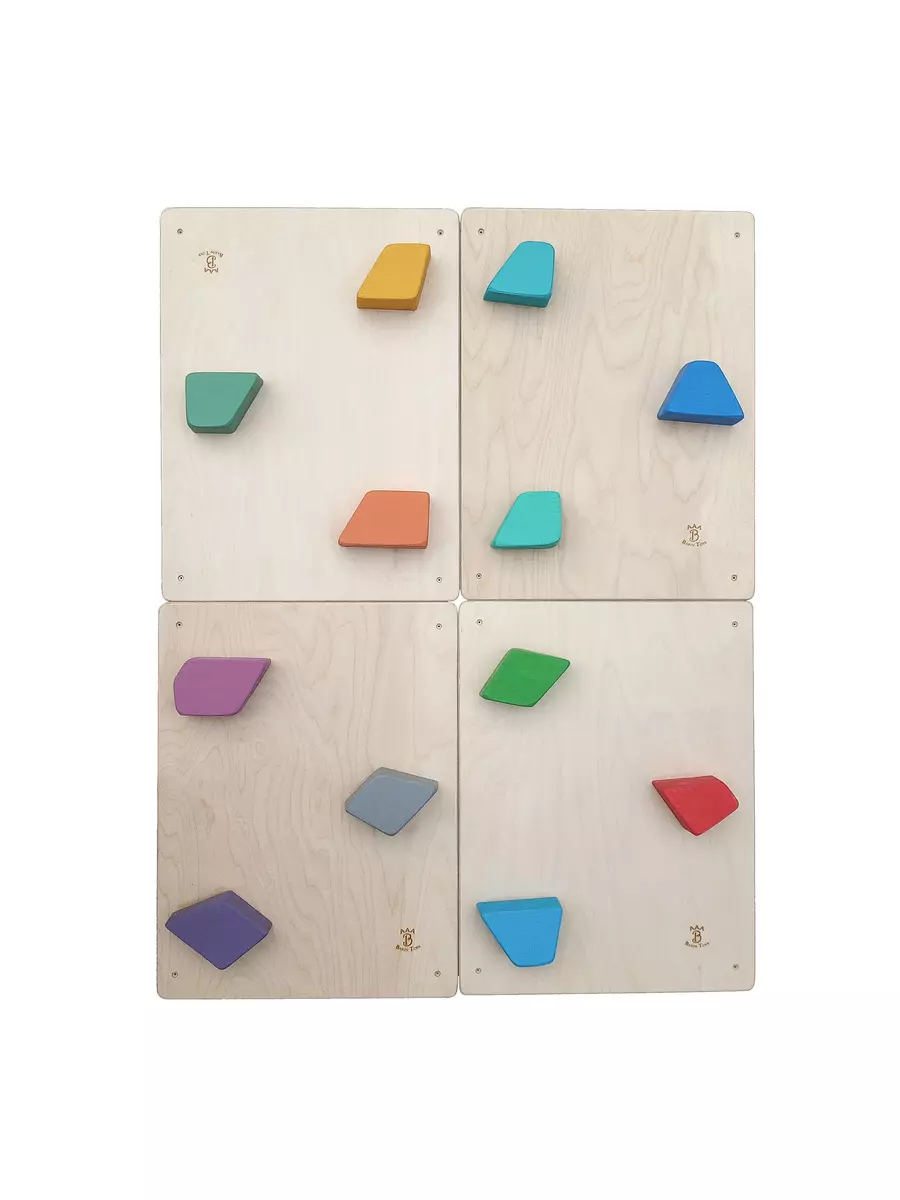 Klimgrepen klimstenen "Rocks" kinderkamer hout klimwand panelen 4-in-1 set - zelf boulder muur maken.