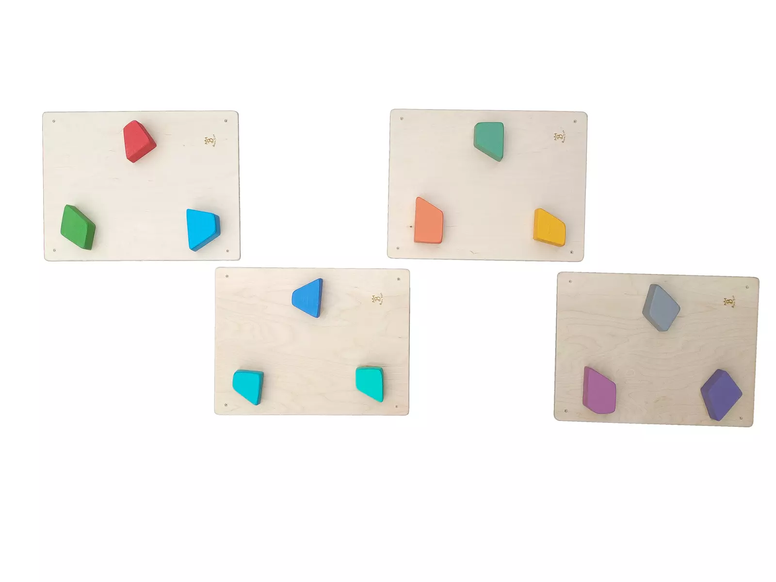 Kinderkamer klimwand panelen set 4-in-1 Barin Toys Rocks houten klimstenen.