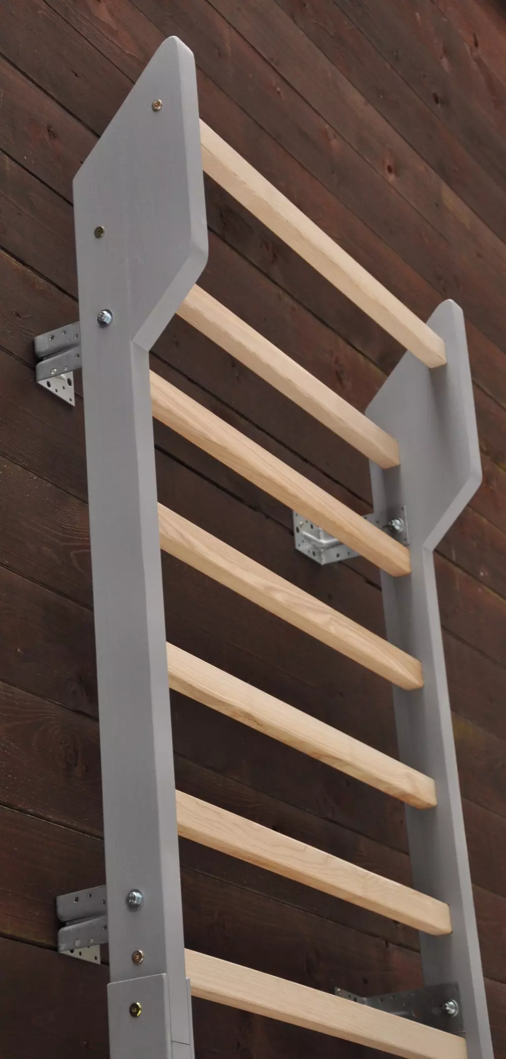 Zweeds ladder- en wandrek BarinToys Klassiek essenhout grijs klimrek het beste voor gymnastiekoefeningen en crossfit training thuisgym compex voor persoonlijke training en lichamelijk herstel.