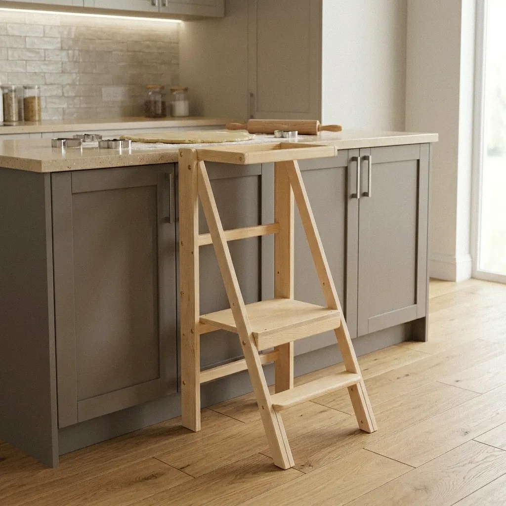 Leertoren voor kinderen in de keuken – massief hout, Barin Toys