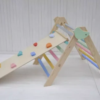 Montessori speelgoed Kleine vogel ColorSplash houten peuter klimrek van BarinToys speelgoedwinkel.