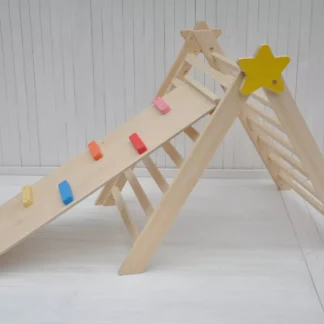 Speeldriehoek & peuter klimrek Kleine Ster BarinToys merk pikler - educatief peuter speelgoed & klimspeel kinder verjaardagscadeau.