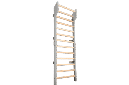 BarinToys Klassiek Zweedse ladder van massief essenhout in grijs – fitness klimrek en muurrek voor kinderen, volwassenen en senioren